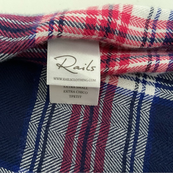 Rails Hunter Button Up Shirt XS Navy Rouge Cobalt  Plaid Western Cowgirl Boho - Picture 9 of 12